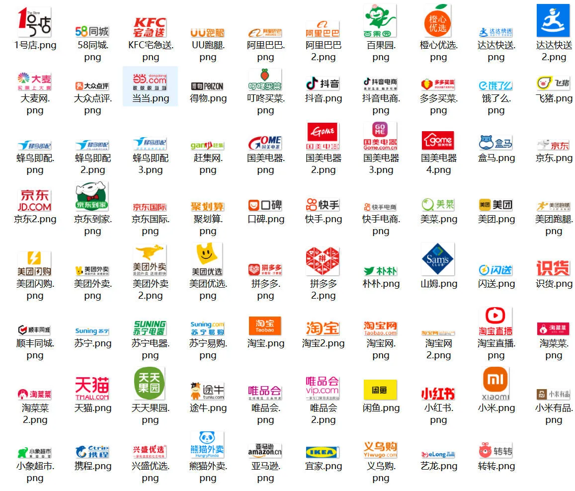 主流电商平台Logo合集：含淘宝、京东、拼多多、天猫等品牌源文件